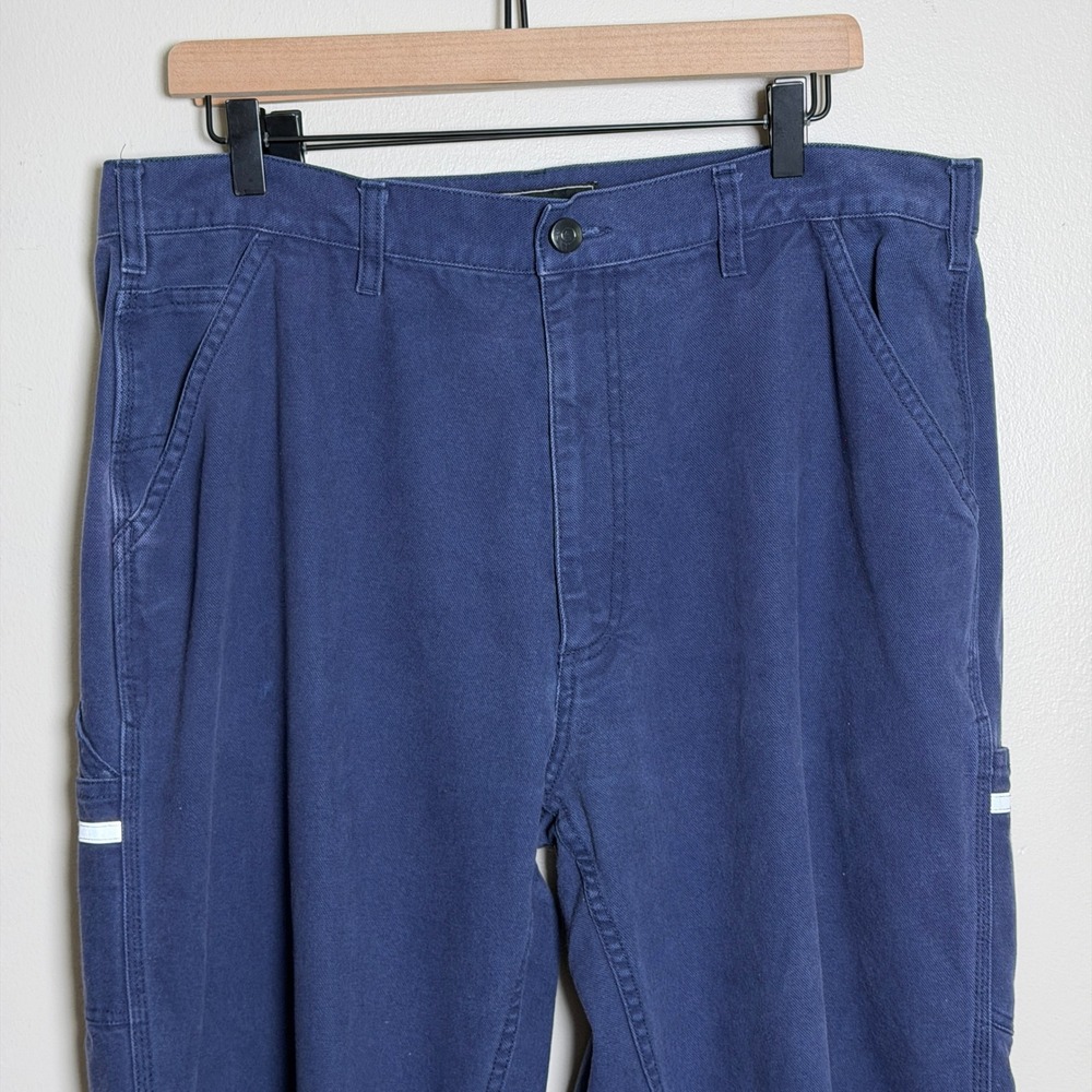 oobe Mens 100% Cotton Pants 38/34 Blue Canvas Utility Carpenter - Picture 6 of 10